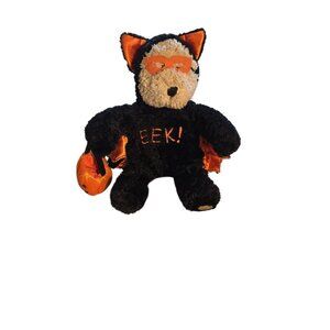 Starbucks 27th Bearista 2003 Halloween EEK Black Plush Bear with Pumpkin Bag